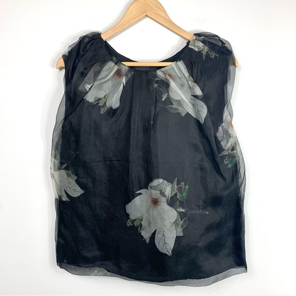 CO Tops - CO Silk Ruffle Accent Floral Shirt